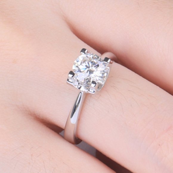 1 Carat Moissanite Solitaire Ring with 925 Sterling Silver Band - Picture 7 of 9
